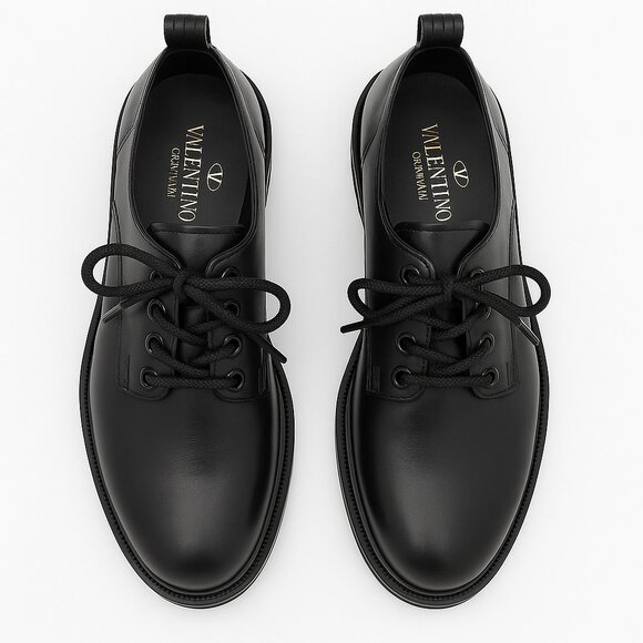 Valentino Garavani VLogo Men’s Leather Oxford Shoes Black US 9 IT 42 NWOB - Picture 8 of 12